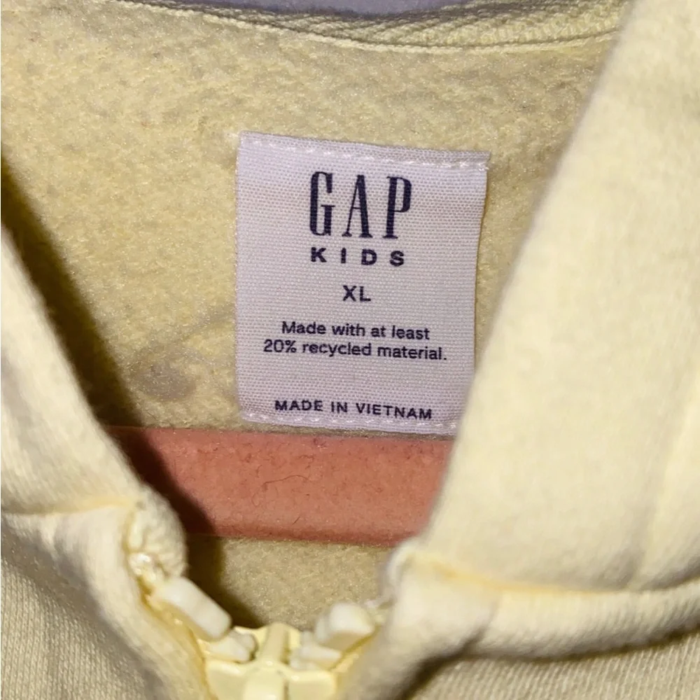GAP kids Yellow Coquette Zip Up Hoodie with Pink Bow Gingham Sleeve Graphic